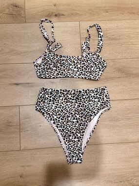 Xhilaration Leopard Print High Waist Bikini Set